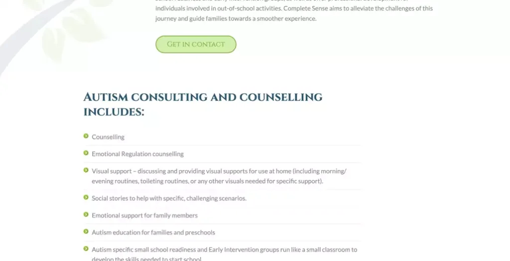 complete Sense subpage