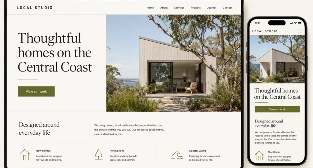 Balancing design, content and SEO on a Central Coast business website